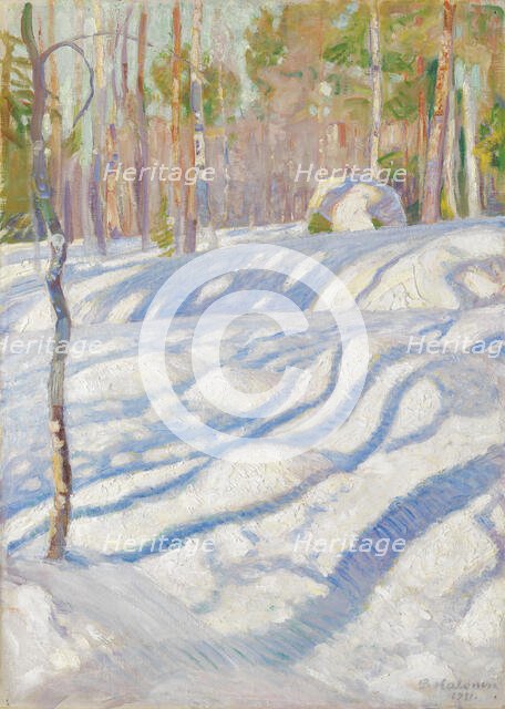 Sunlit Winter Lanscape, 1911. Creator: Pekka Halonen.