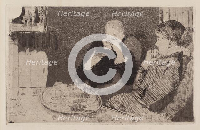 Lydia and Her Mother at Tea, 1882. Creator: Mary Cassatt.