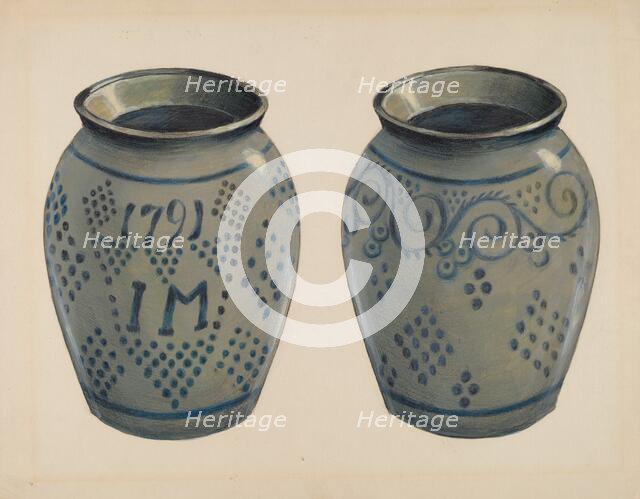 Stoneware Vase, c. 1936. Creator: Carl Weiss.