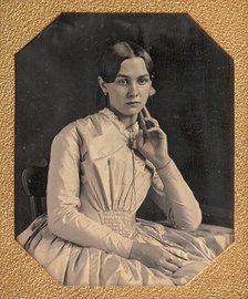 Seated Young Woman with Hand Raised to Jawline, 1840s-50s. Creator: Unknown.