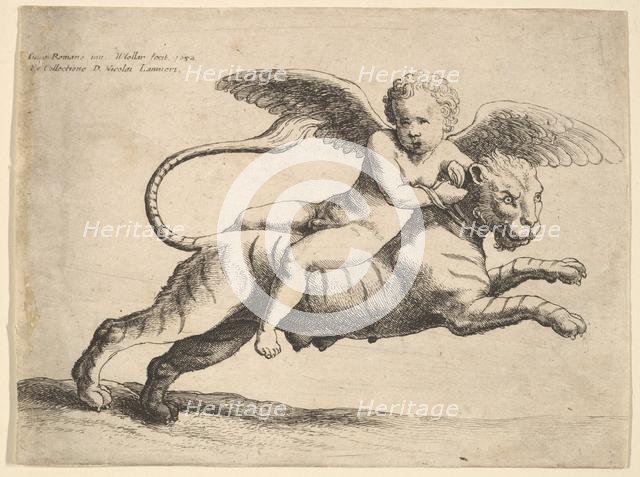 Cupid on a tiger, 1652. Creator: Wenceslaus Hollar.