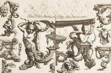 Desseins de Brasiers dont les Ornements peuuent Seruir aux Cuuettes, Tables, et autre..., 1660-1713. Creator: Alexis Loir I.
