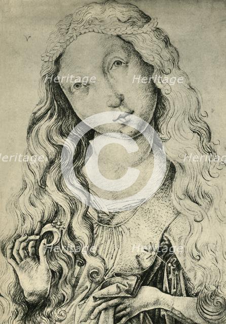 Portrait of a woman with a ring, (St Catherine?), 1450-1470, (1943). Creator: Master ES.