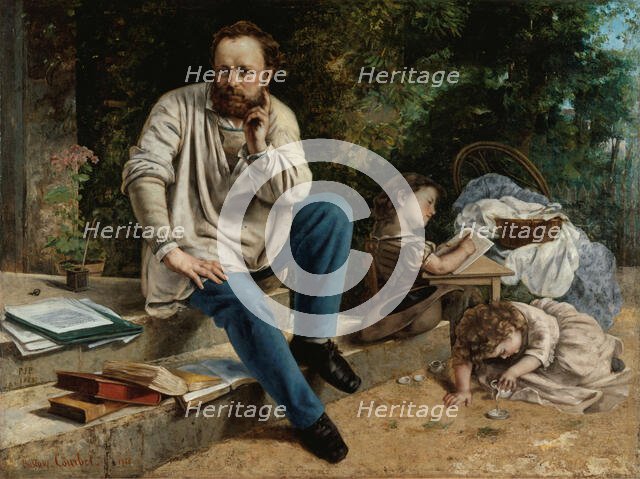 Pierre-Joseph Proudhon et ses enfants en 1853, 1865. Creator: Gustave Courbet.