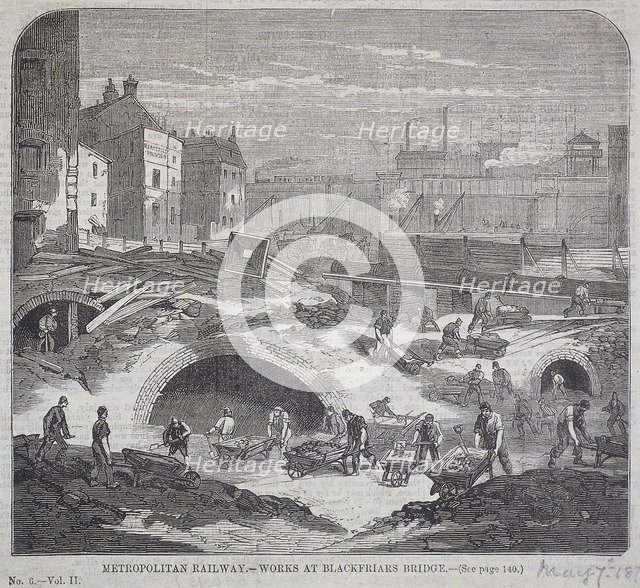 Blackfriars Bridge, London, 1863. Artist: Mason Jackson