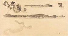 Sketches on the Coast Survey Plate, 1854/1855. Creator: James Abbott McNeill Whistler.