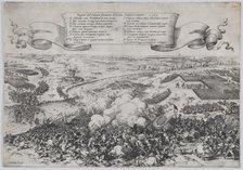 Battle scene: forces led by William of Orange crossing the Gete River to attack the Duke o..., 1632. Creator: Johann Wilhelm Baur.