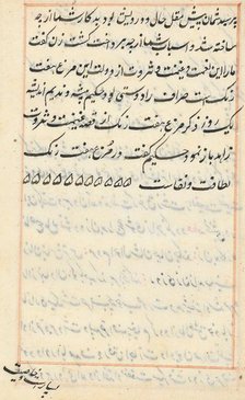 Page from Tales of a Parrot (Tuti-nama): text page, c. 1560. Creator: Unknown.