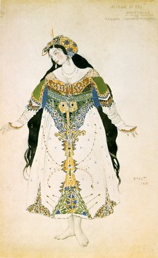The Tsarevna, costume design for the Ballets Russes production of Stravinsky's The Firebird, 1910. Artist: Leon Bakst
