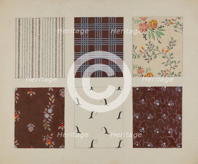 Materials from Quilt, c. 1937. Creator: Dorothy Posten.