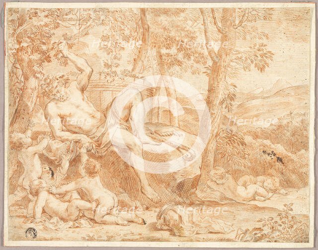Bacchus and Putti in Shady Grove, 17th Century. Creator: Unknown.