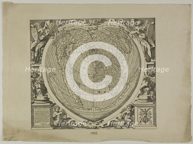 Map of the World, 1566, reprinted 1889. Creator: Unknown.