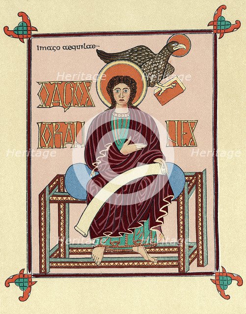 St John the Evangelist from the Lindisfarne (Durham) Gospel Book, c720. Artist: Unknown