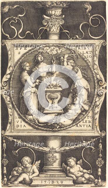 Emblem with Hope, Tribulation, Envy, and Tolerance, 1529. Creator: Master I. B..