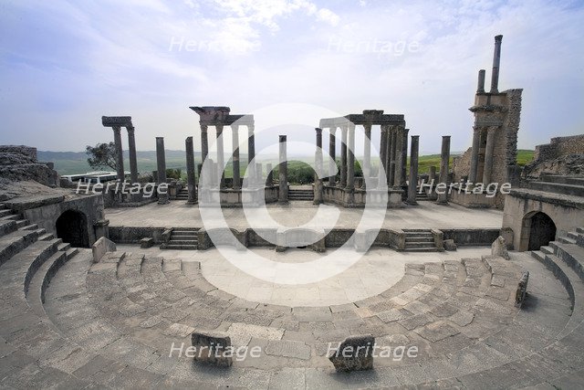 The theatre at Dougga (Thugga), Tunisia. Artist: Samuel Magal