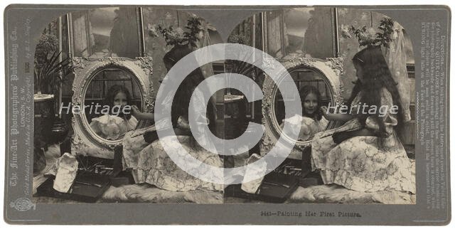 Painting her First Picture,  1880s. Creator: The Fine Art Photographers Co.