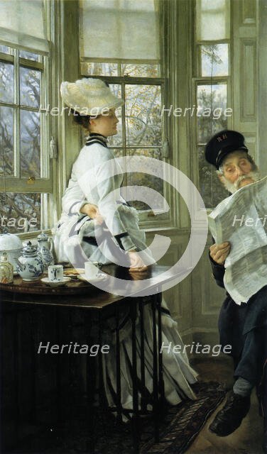 Reading the News , 1874. Creator: Tissot, James Jacques Joseph (1836-1902).