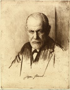 Portrait of Sigmund Freud (1856-1939), 1926. Artist: Schmutzer, Ferdinand (1870-1928)