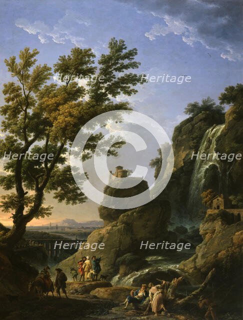 Landscape with Waterfall and Figures, 1768. Creator: Claude-Joseph Vernet.