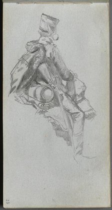 Sketchbook, page 23: Seated Soldier. Creator: Ernest Meissonier (French, 1815-1891).