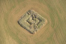 Square English Civil War gun emplacement earthwork on Nebsworth Hill, Ilmington, Warwickshire, 2018. Creator: Damian Grady.