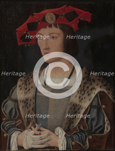 Portrait of a Man Putting On a Glove (Portrait of a Courtier)  , c. 1520. Creator: Mostaert, Jan (1472/73-1555/56).