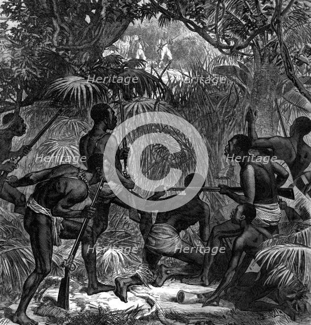 The War on the Gold Coast: Ashantees in ambush, 1874. Creator: Unknown.