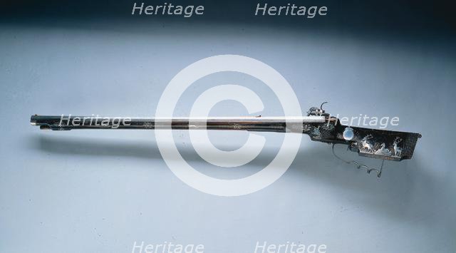 Wheel-Lock Hunting Rifle, mid-1600s. Creator: Hans Schmidt (Austrian, 1669).