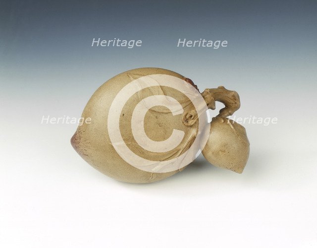 Yixing stoneware brushwasher of peach shape, Qing dynasty, China, 18th century. Artist: Unknown