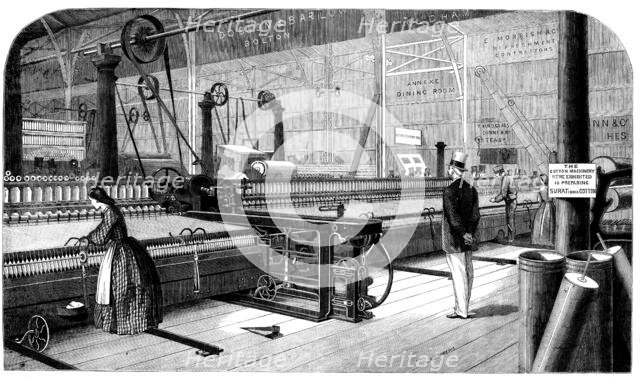 Cotton manufacture: Platt's self-acting mule, or cottonspinning machine, 1862.  Creator: Unknown.