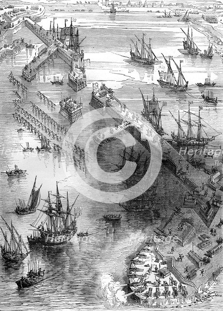 Siege of La Rochelle, France, 1627 (1882-1884). Artist: Unknown