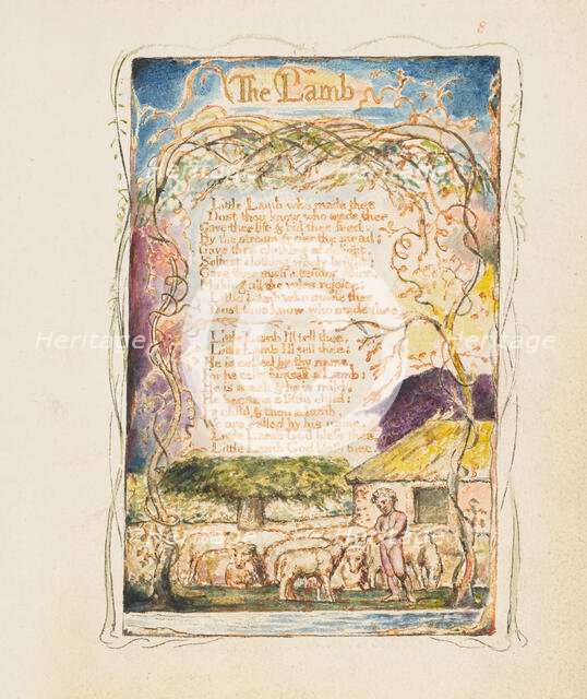 Songs of Innocence and of Experience: The Lamb, ca. 1825. Creator: William Blake.
