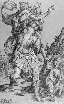 Aeneas Carrying Anchises from Troy, between 1623 and 1630. Creator: Ludolph Busing.