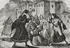 First Carlist War (1833-1840): Women killing friars, 1835, (1845).  Creator: Unknown.