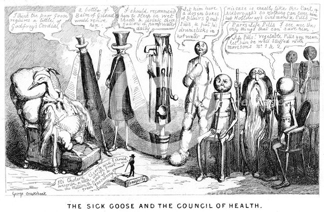 'The Sick Goose and the Council of Health', 19th century. Artist: George Cruikshank