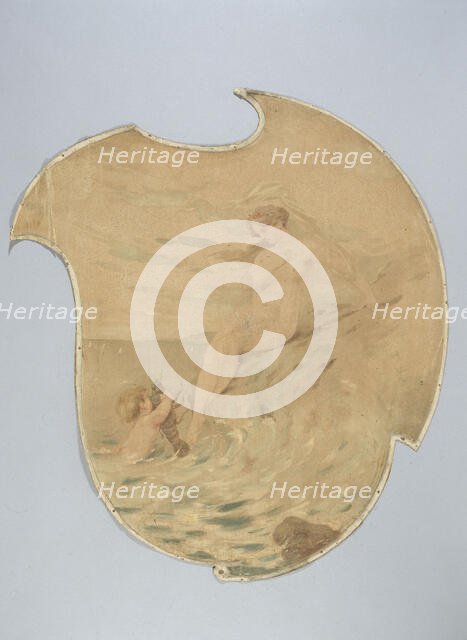 Woman by the sea with a child carrying a crayfish. Decorative painting for the Cafe de Paris, c1900. Creator: Unknown.