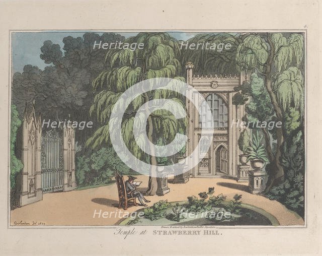 Temple at Strawberry Hill, from "Sketches from Nature", 1822., 1822. Creators: Thomas Rowlandson, Joseph Constantine Stadler.