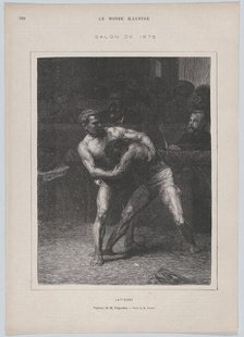 Lutteurs (The Wrestlers), from "Le Monde Illustré", May 22, 1875. Creator: Auguste Joliet.