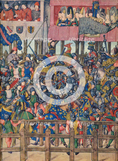 'End of the Tournament at Bruges, March 11, 1392', c15th century, (1937). Artist: Emile- Aurele Van Moe.