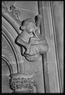 Carved figure, Minster Church of St John, Beverley, East Riding of Yorkshire, c1955-c1980. Creator: Ursula Clark.
