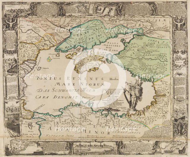 Map of the Black Sea and the Crimea, c. 1740. Creator: Haupt, Gottfried Jacob (1715-1766).
