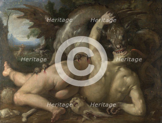 Two Followers of Cadmus devoured by a Dragon, 1588. Artist: Haarlem, Cornelis Cornelisz., van (1562-1638)