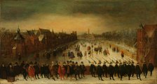 The Vijverberg, The Hague, in Winter, with Prince Maurits and his Retinue in the Foreground, 1618. Creator: Adam van Breen.