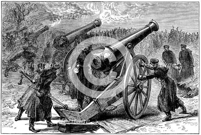 Prussian guns at the siege of Paris, Franco-Prussian War, January 1871 (c1880). Artist: Unknown