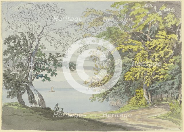View from the shore of Mainau Island towards Lake Constance, early 19th century. Creator: Max Josef Wagenbauer.