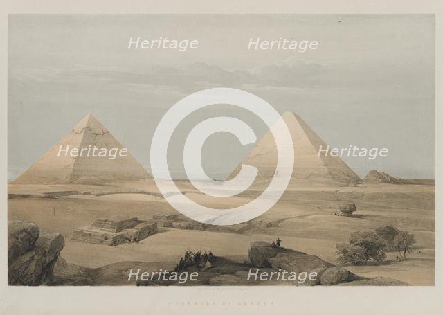 Egypt and Nubia, Volume II: Pyramids of Geezeh, 1848. Creator: Louis Haghe (British, 1806-1885); F.G.Moon, 20 Threadneedle Street, London.