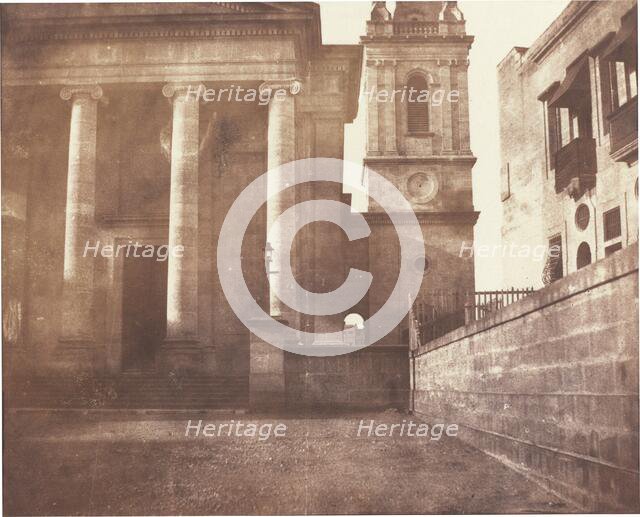 St. Paul's Cathedral, Valetta, Malta, with Bell Tower, 1846. Creator: Reverend Calvert Richard Jones.
