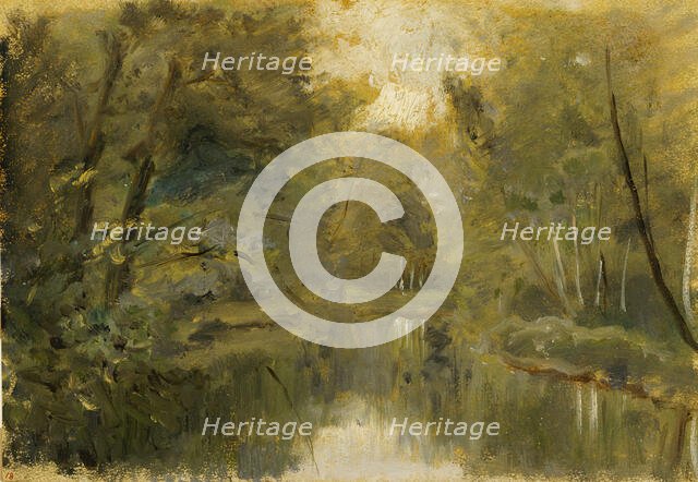 A Forest Pond, 1875-1899. Creator: César de Cock.