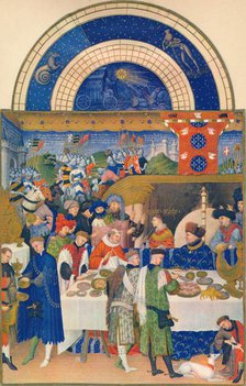 January - the Duc de Berry at table, 15th century, (1939). Creator: Jean Limbourg.