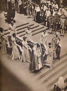'The Coronation Ceremony in the Abbey: The Queen's Procession', 1937. Artist: Unknown.